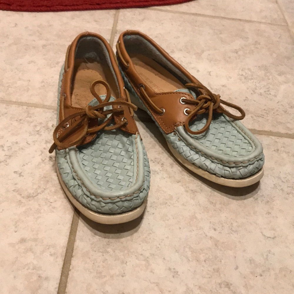 Sperry teal boat shoes
